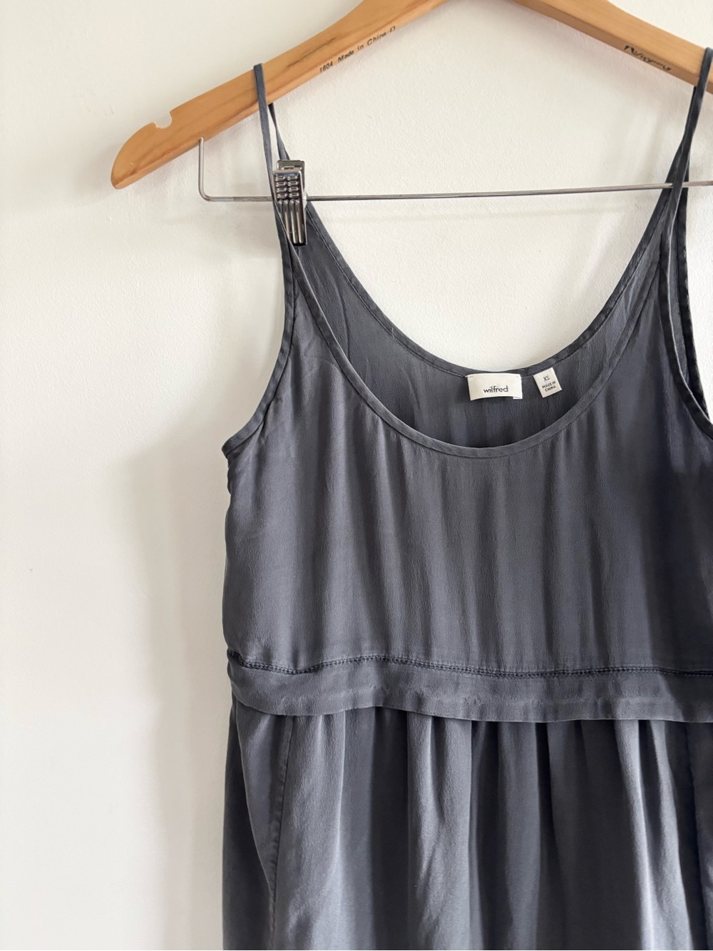 Aritzia Wilfred Bisous Silk Charcoal Midi Slip Dress - Picture 3 of 10